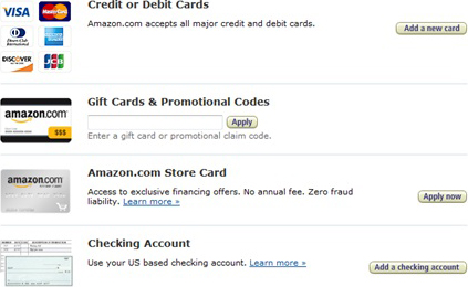 Amazon’s payment page